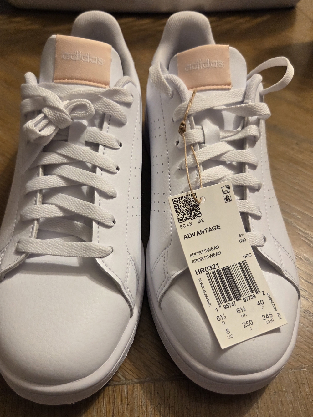Adidas Kids' Advantage White Sneakers with Pink Tongue Accent